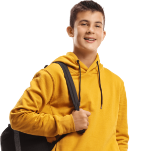 Male student in yellow hoodie