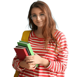 Female student in stripy shirt
